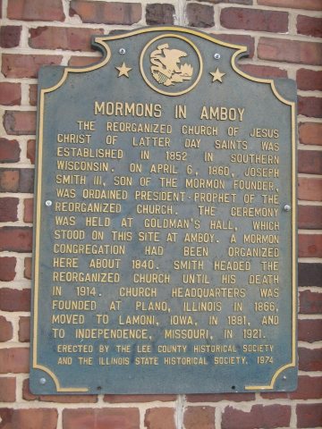 Amboy Il Downtown Mormon Plaque