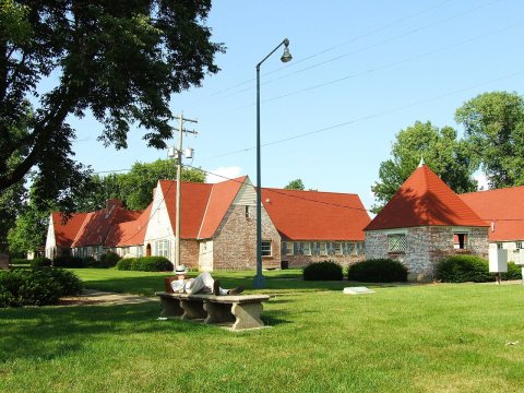 Former Illinois Soldiers and Sailors Home along historic Route 66 as it enters the town of Normal, IL