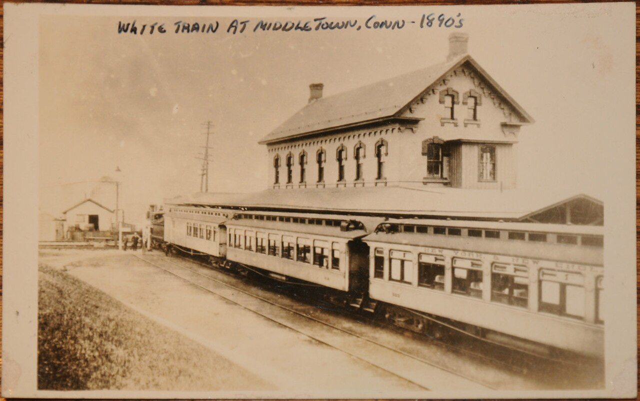White Train at Middletown in 1890s postcard