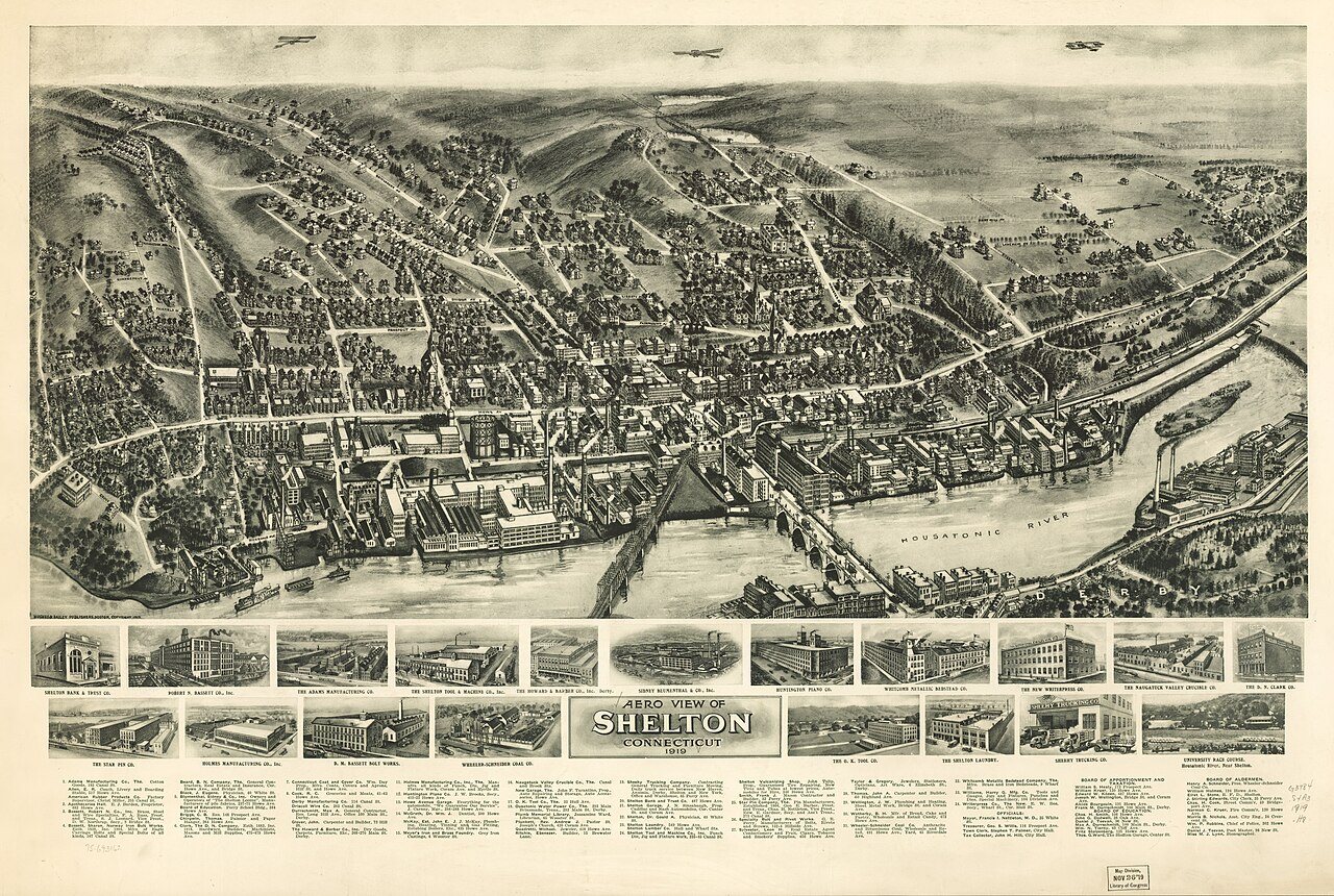 Aero view of Shelton, Connecticut 1919