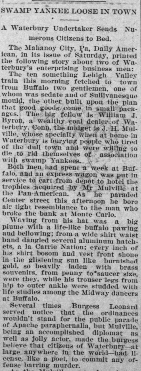 Swamp Yankee Article in Waterbury Democrat July 22 1901 Page 5
