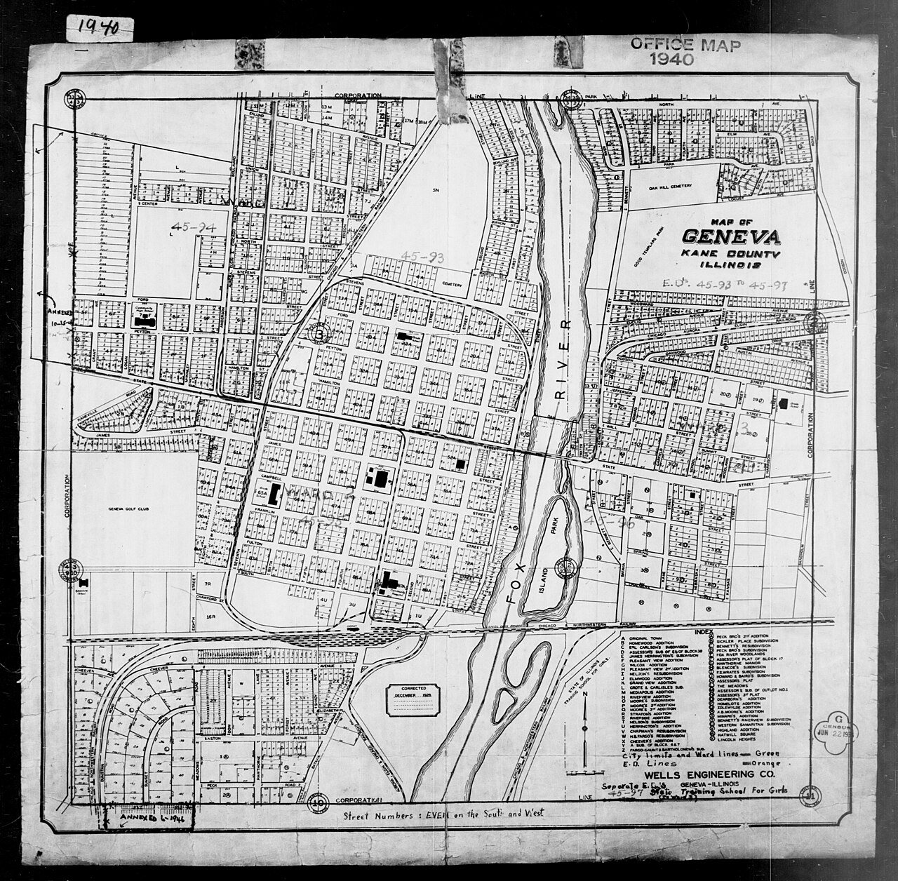 1940 Census Enumeration District Maps - Illinois - Kane County - Geneva - ED 45-93, ED 45-94, ED 45-95, ED 45-96, ED 45…