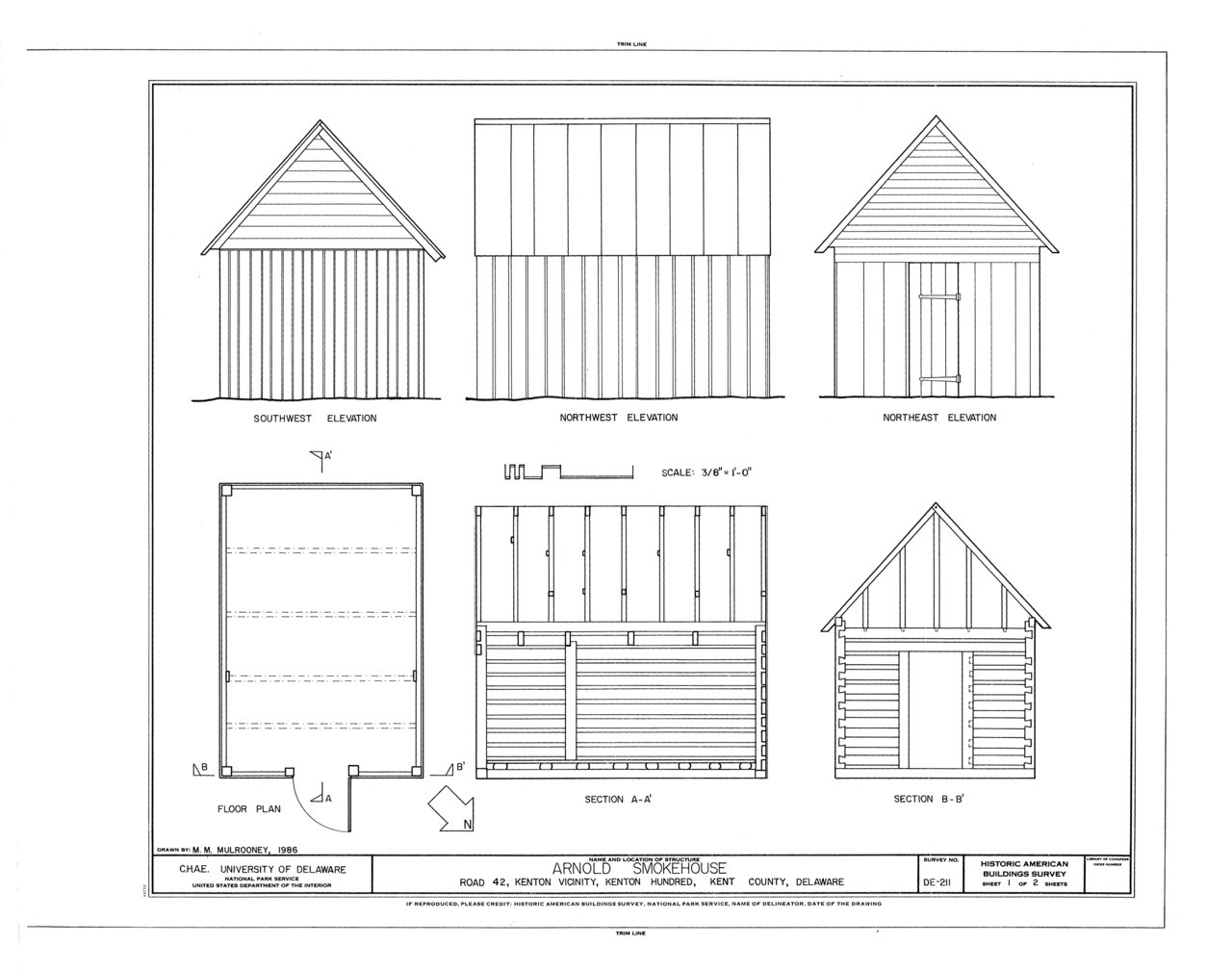 HABS DEL,1-KENT.V,2- (sheet 1 of 2) - Arnold Smokehouse, Route 42