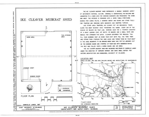 HABS DEL,2-OD.V,2- (sheet 1 of 6) - Ike Cleaver Muskrat Shed, Thomas Corner Road near Appoquinimink Creek, Odessa, New …