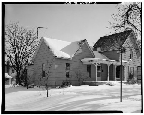 VIEW SOUTHEAST SHOWING NORTH AND WEST (FRONT) ELEVATIONS - 809 Rodgers Street (House)