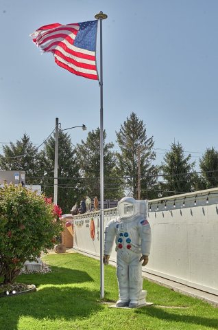 Spaceman and American flag "far from the moon but rather outside Paxton's Corner Coop ice-cream (and other treats) parl…