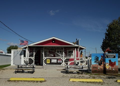 Paxton's Corner Coop ice-cream (and other treats) parlor, replete with whimsy, in the little Illinois town of Annawan