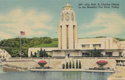 City Hall, St. Charles, Illinois - Postcard