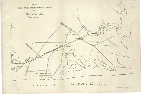 Map, Roads Crossing Waterway