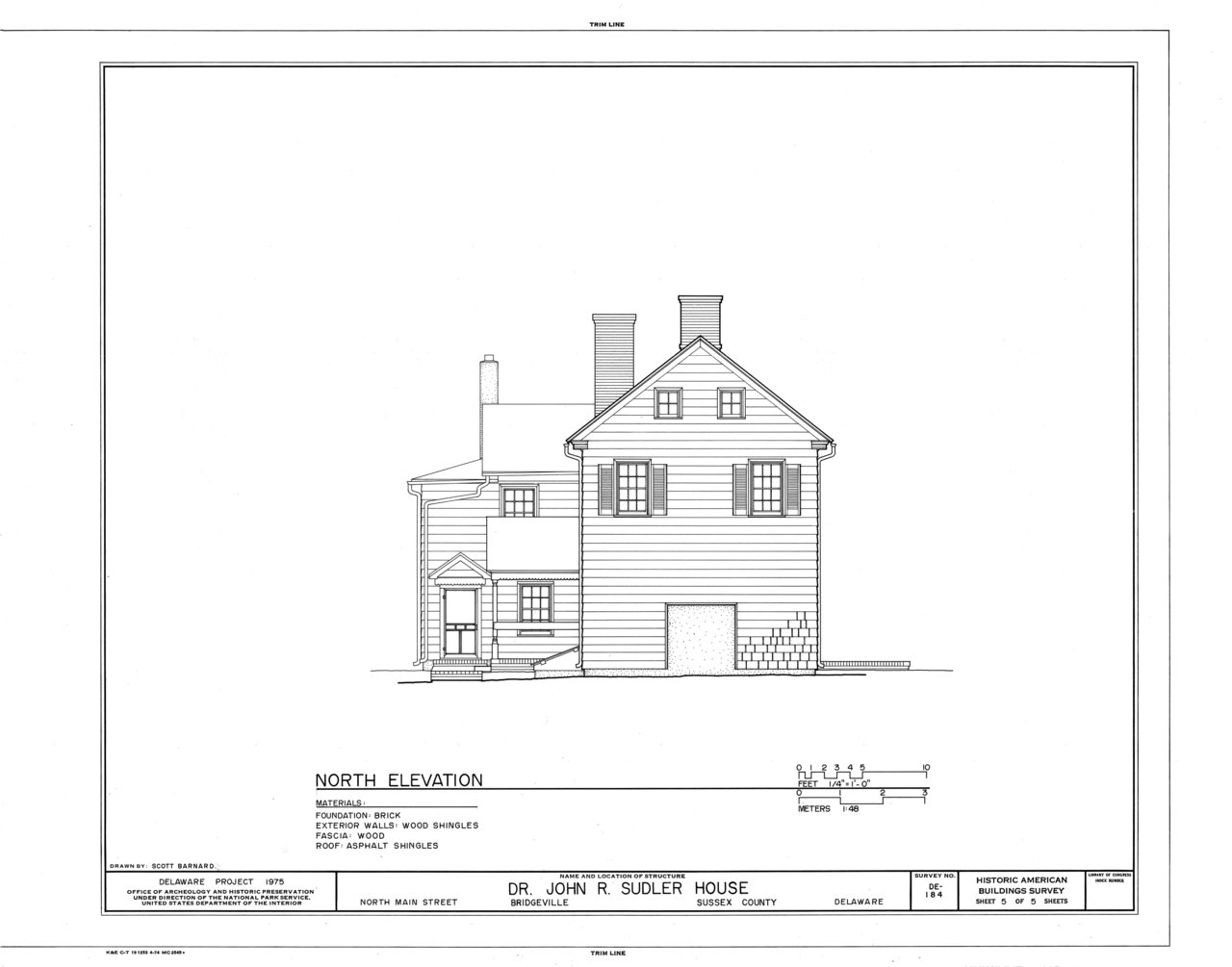 HABS DEL,3-BRIVI,1- (sheet 5 of 5) - Dr. John R. Sudler House, North Main Street