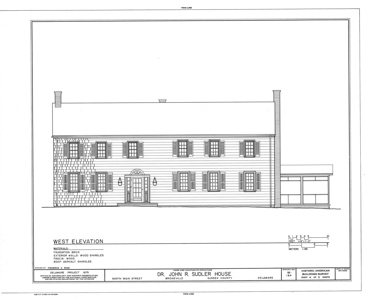 HABS DEL,3-BRIVI,1- (sheet 4 of 5) - Dr. John R. Sudler House, North Main Street