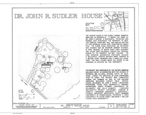 HABS DEL,3-BRIVI,1- (sheet 1 of 5) - Dr. John R. Sudler House, North Main Street