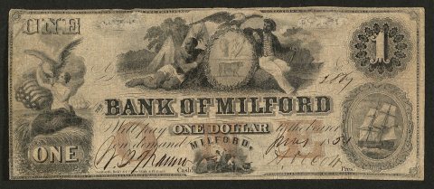 Recto Bank of Milford (Delaware) 1 dollar 1854