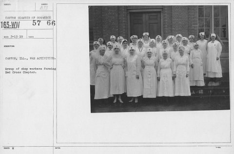 American Red Cross - Groups - Canton, Ill., War Activities. Group of shop workers forming Red Cross Chapter