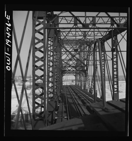 Lemont, Illinois. Crossing the drainage canal along the Atchison, Topeka, and Santa Fe Railroad between Chicago, and Ch…