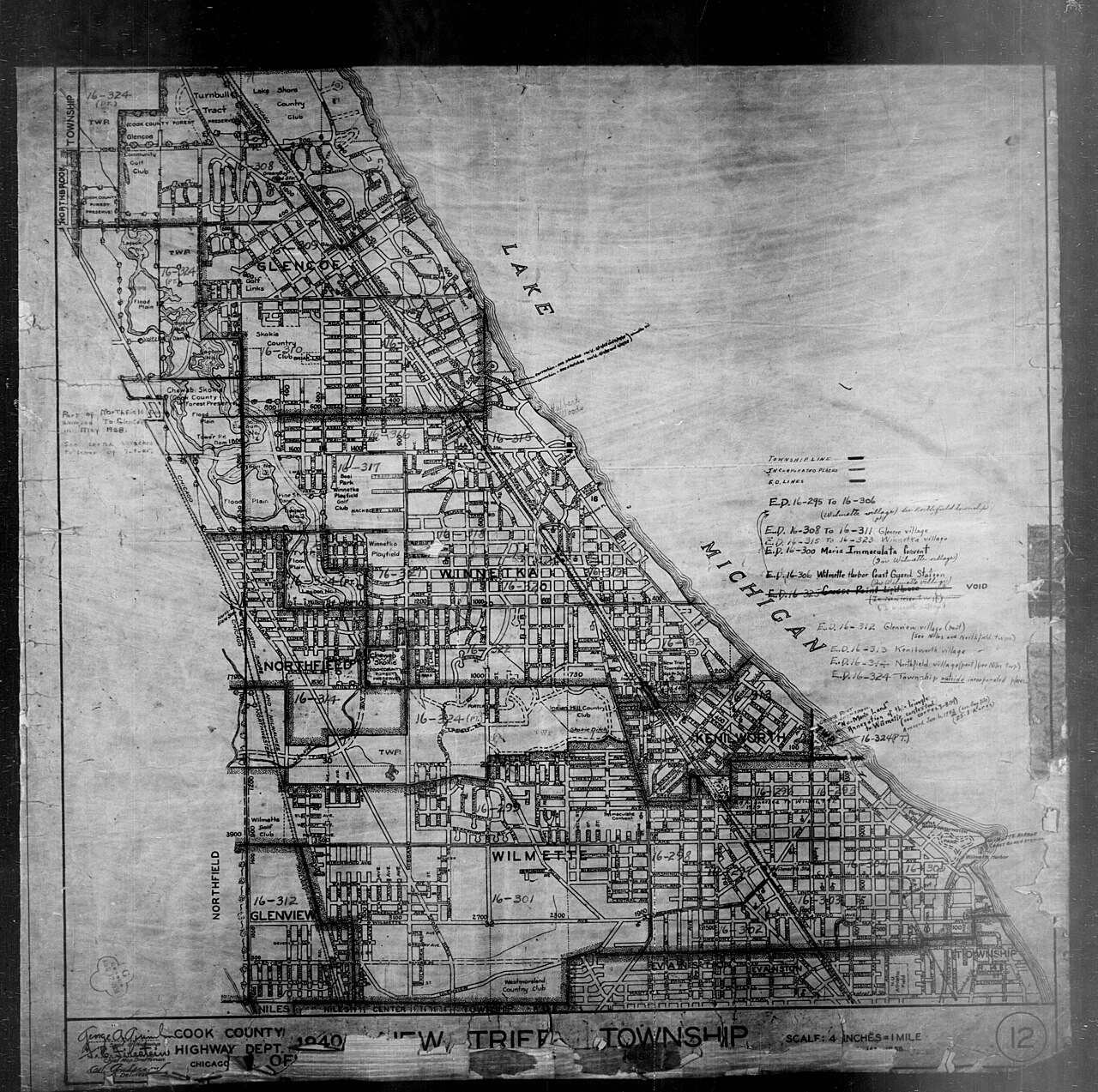 1940 Census Enumeration District Maps - Illinois - Cook County - New Trier - ED 16-295 - ED 16-324