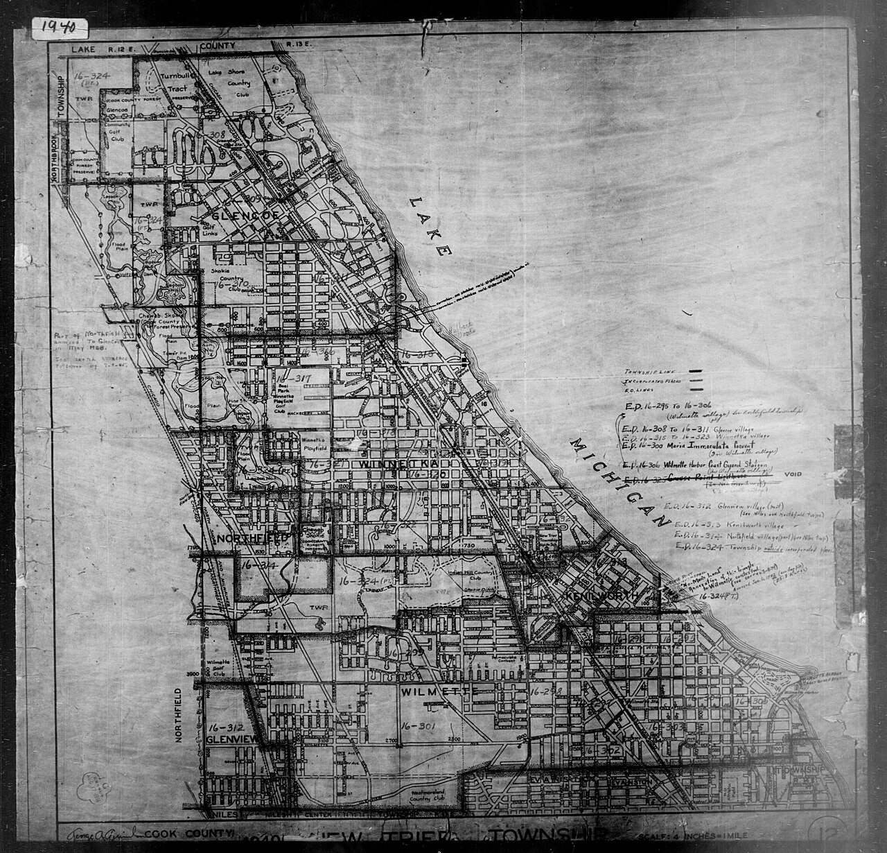 1940 Census Enumeration District Maps - Illinois - Cook County - New Trier - ED 16-295 - ED 16-324