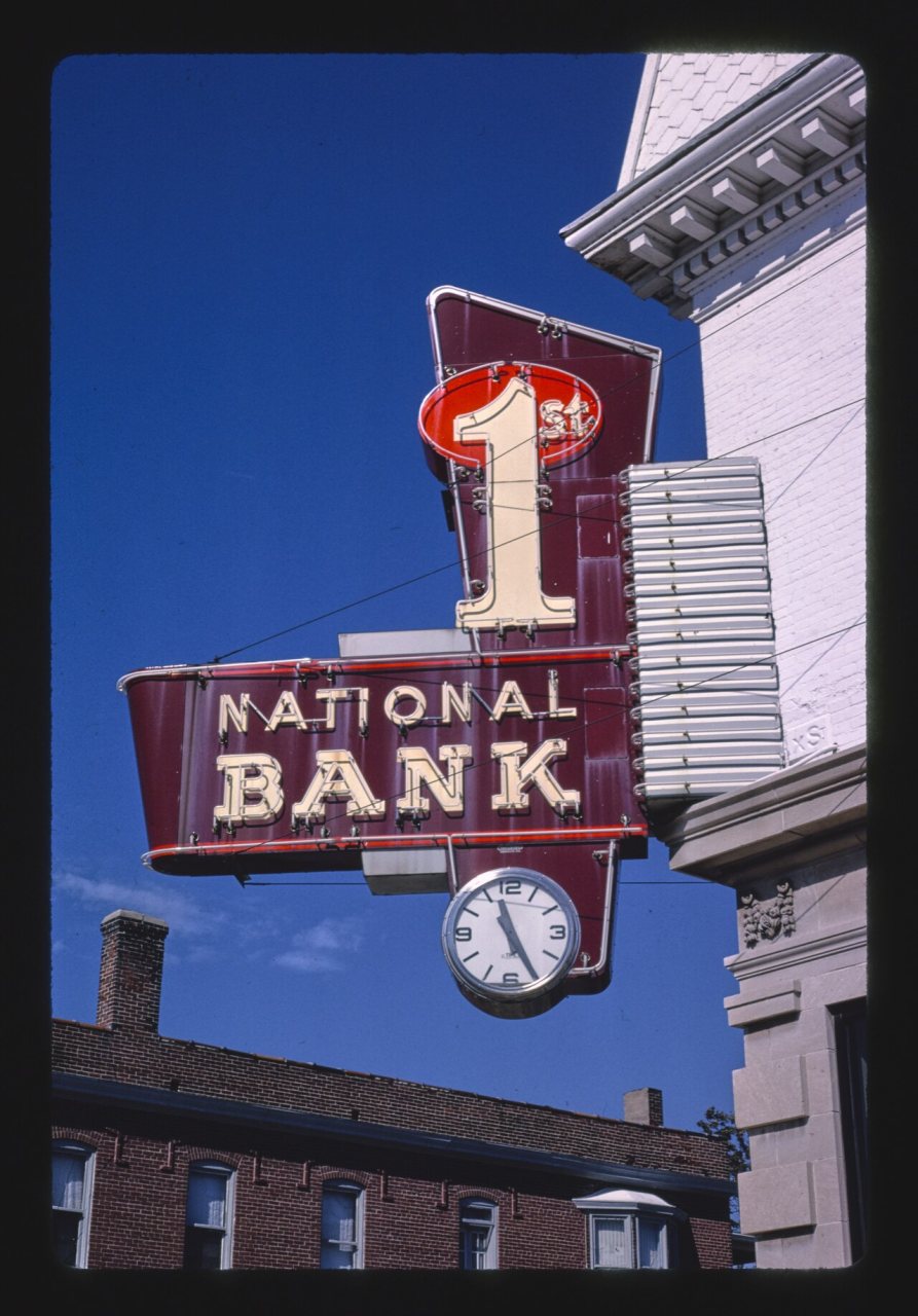 First National Bank sign, Main Street