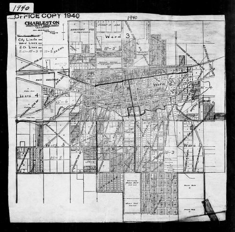 1940 Census Enumeration District Maps - Illinois - Coles County - Charleston - ED 15-3, ED 15-4, ED 15-5, ED 15-6, ED 1…