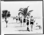 Bathers on sidewalk--Anna Maria Beach