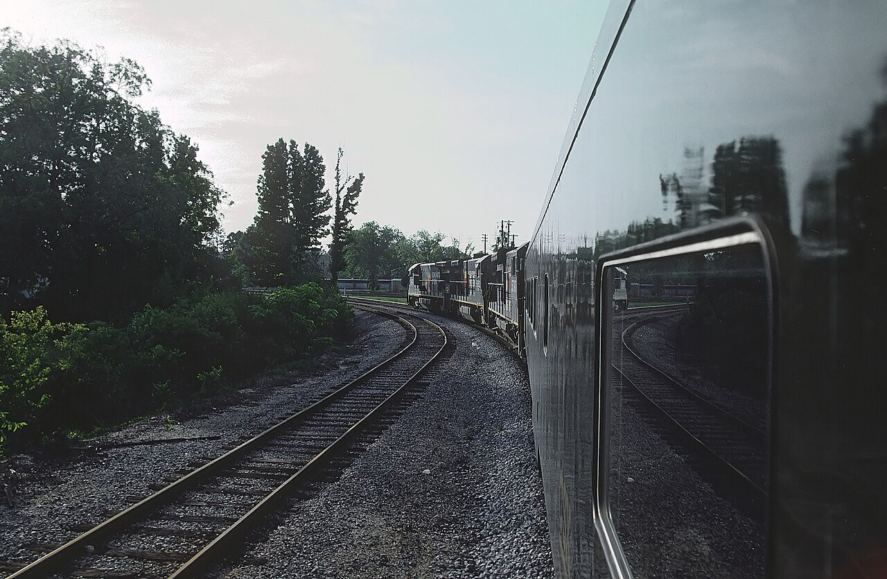CSX Train -101 coming into mainline at Flomaton, Ala. on June 7, 1987 taken from CSX Car 10