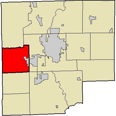 Map highlighting Harrison Township, Bartholomew County, Indiana