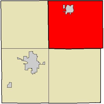 Map highlighting Harrison Township, Blackford County, Indiana