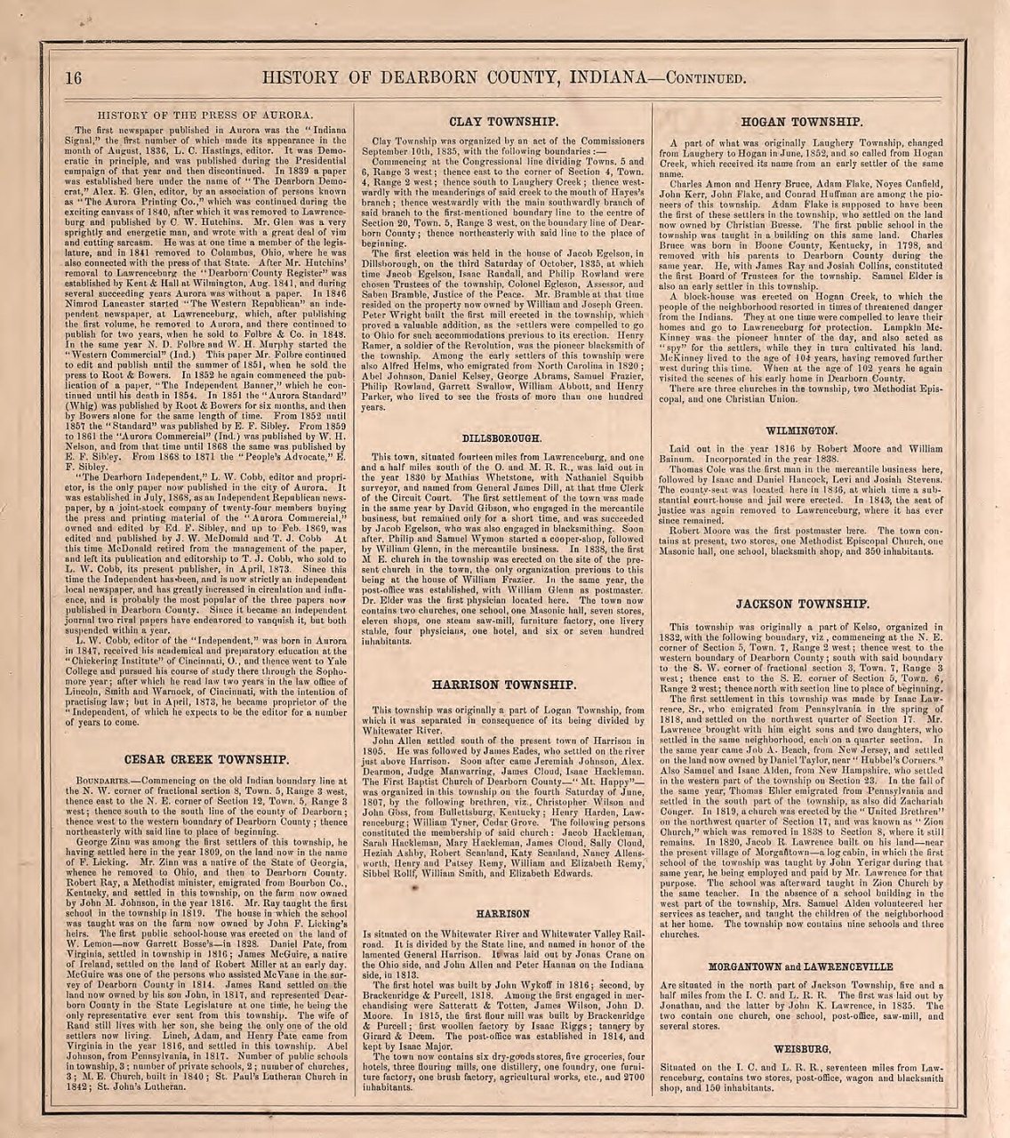 Atlas of Dearborn County, Indiana - to which is added a map of the state of Indiana, also an outline and rail road map …