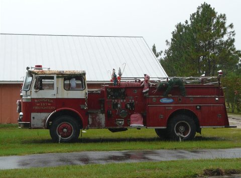 Old fire engine on roadside