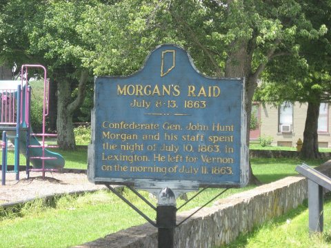 Morgan's Raid historical marker in