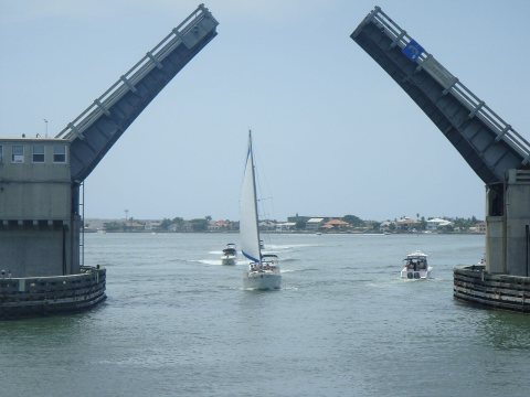 Old Pinellas Bayway Drawbridge on SR 682 open for sailboat in 2011