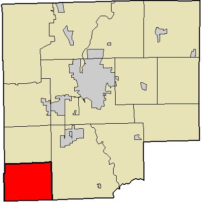 Map highlighting Jackson Township, Bartholomew County, Indiana