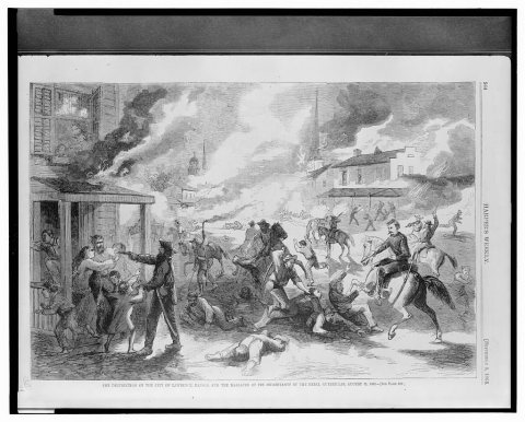 The destruction of the city of Lawrence, Kansas, and the massacre of its inhabitants by the Rebel guerrillas, August 21…
