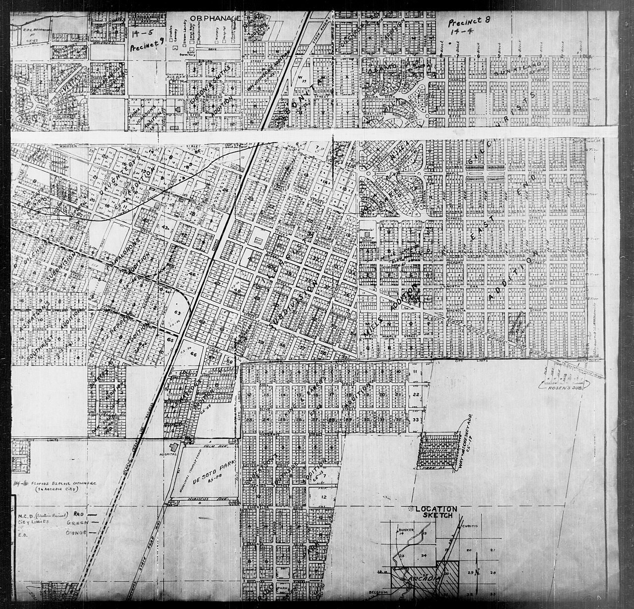 1940 Census Enumeration District Maps - Florida - DeSoto County - Arcadia - ED 14-3, ED 14-4, ED 14-5, ED 14-6, ED 14-7