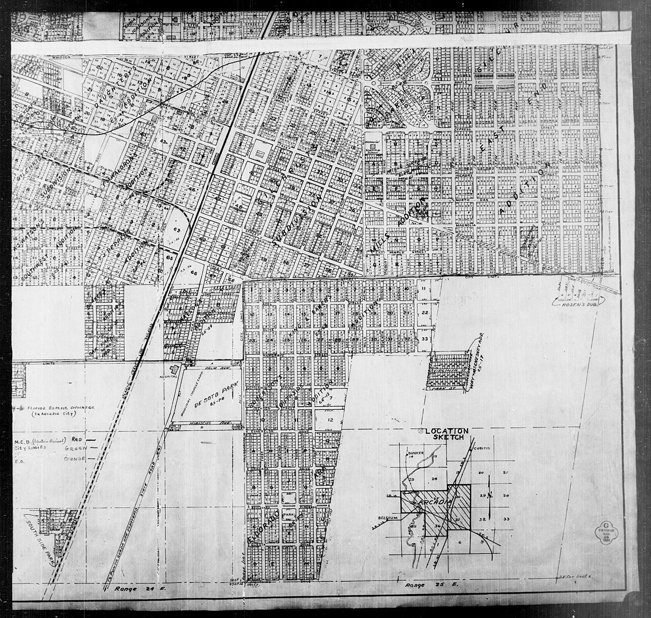1940 Census Enumeration District Maps - Florida - DeSoto County - Arcadia - ED 14-3, ED 14-4, ED 14-5, ED 14-6, ED 14-7