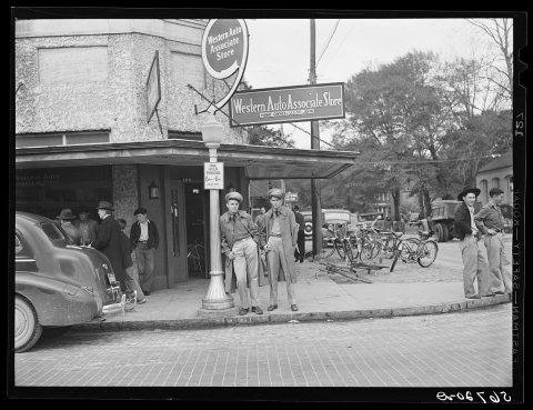 Soldiers on street corner