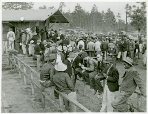 Carpenters and construction workers waiting outside Florida