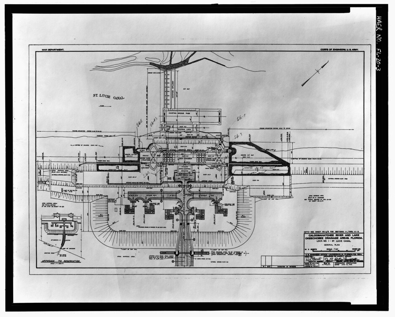 LOCK NO. 1, ST. LUCIE CANAL. GENERAL PLAN - St. Lucie Canal, St. Lucie, Cross State Canal, Okeechobee Intracoastal Wate…
