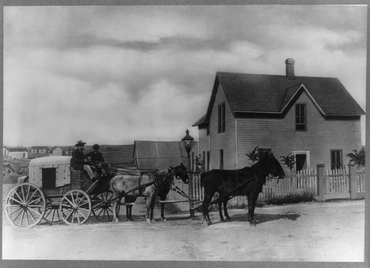 Kansas. Dodge City. Horse-drawn vehicle