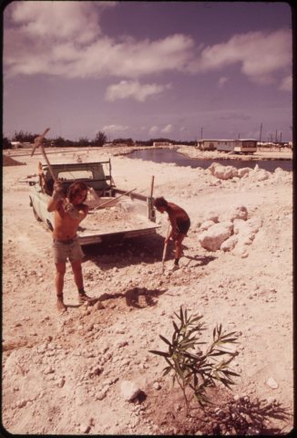 TRAILER PARK UNDER CONSTRUCTION AT MARATHON IN THE CENTRAL FLORIDA KEYS. THIS IS ONE OF MANY SUCH PARKS SPRINGING UP...…