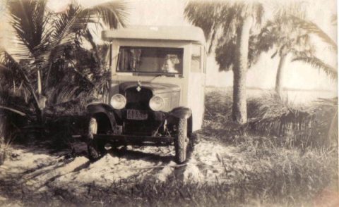 William Frost Layton in recreational vehicle on tract of land he later developed into Layton's Cottage, Trailer, and Fi…
