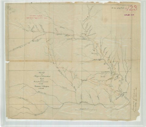 Map of Major C. Wharton's route from Fort Leavenworth to the Pawnee Villages