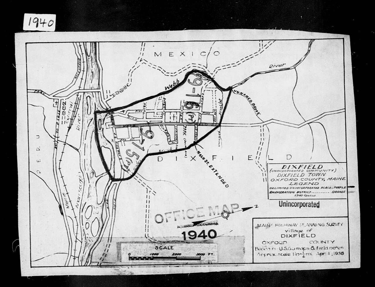 1940 Census Enumeration District Maps - Maine - Oxford County - Dixfield - ED 9-15, ED 9-16