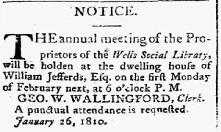 1810 WellsSocialLibrary Kennebunk Maine WeeklyVisitor Feb3