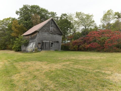 Barn that could use some support near Etna, Maine