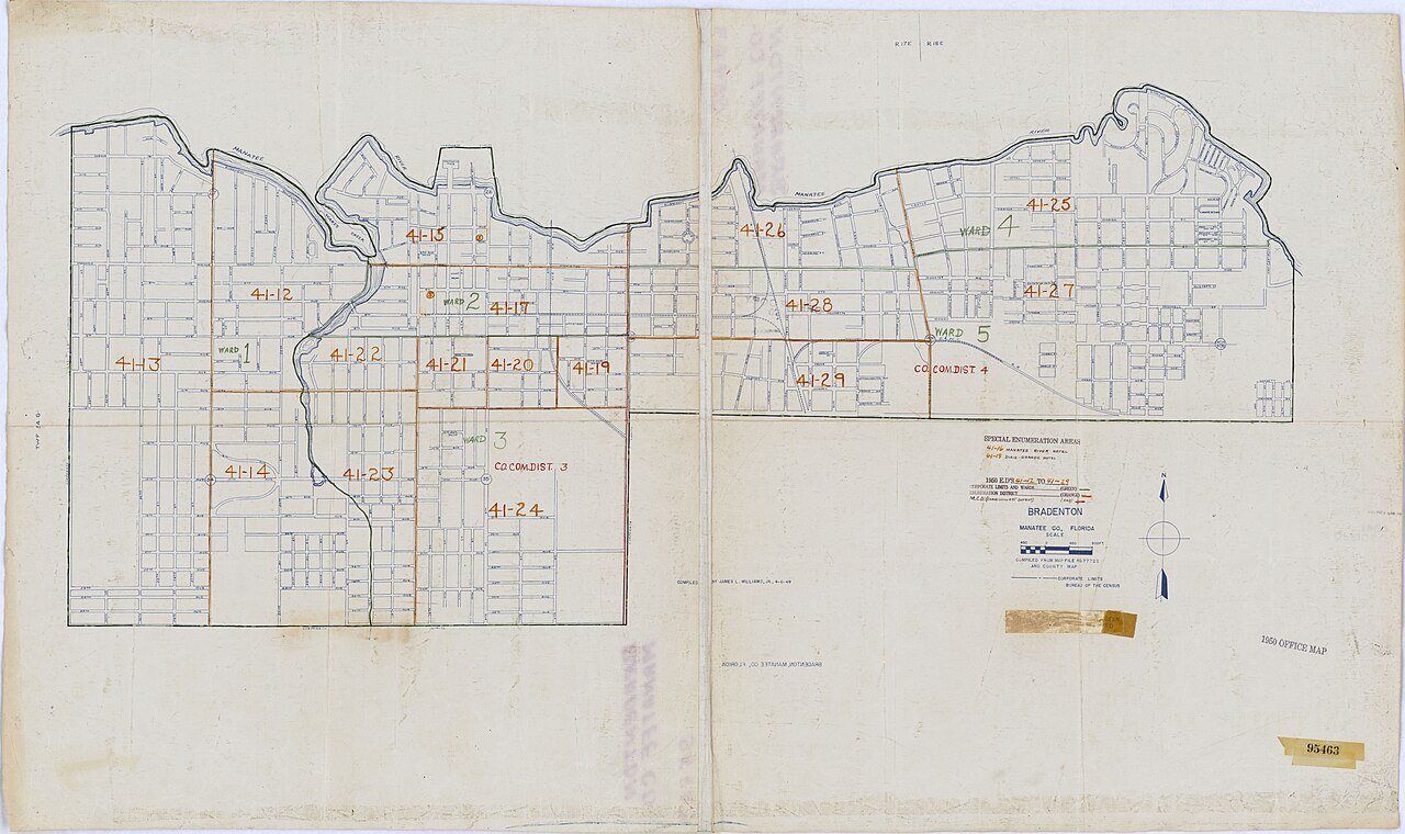 1950 Census Enumeration District Maps - Florida (FL) - Manatee County - Bradenton - ED 41-12 to 29