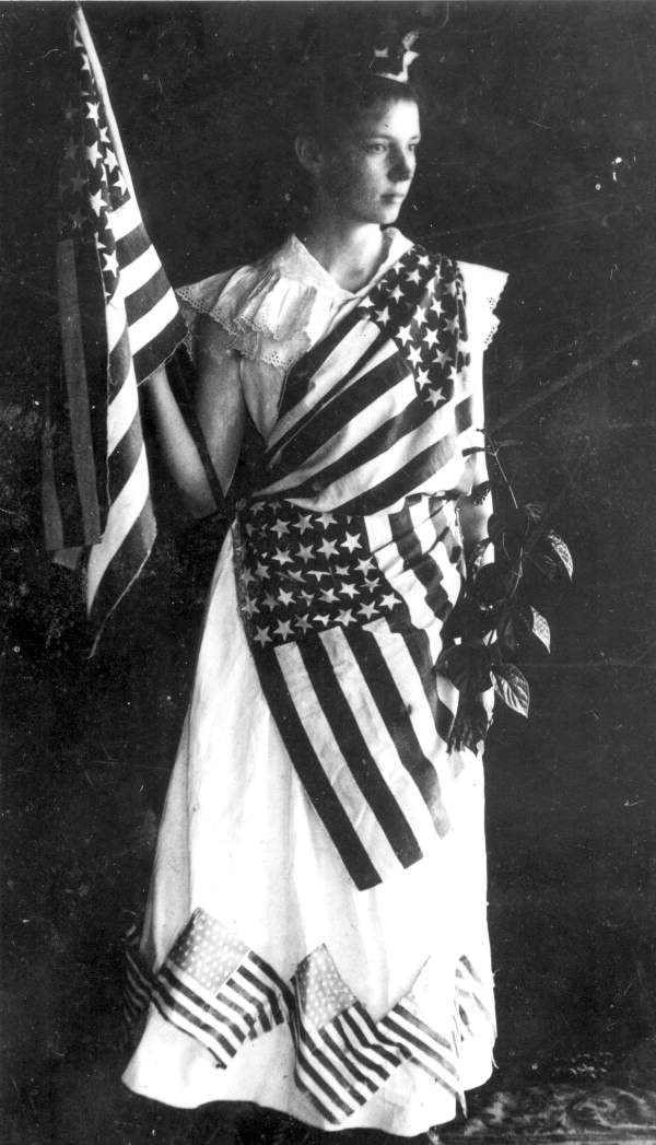 Marion Duncan in costume for 4th of July play