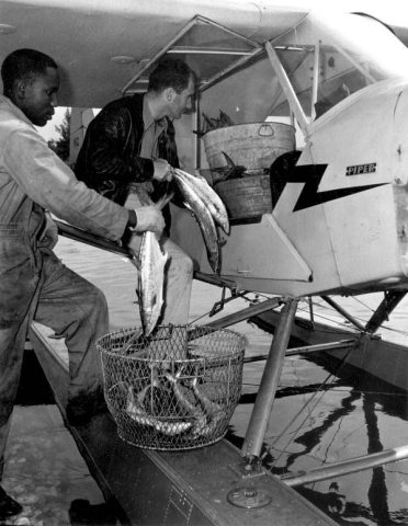 Pilot Dan Cardinal picking up seafood