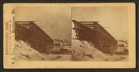 Anson R.R. Bridge, built by Bela J. Fletcher.Alternate Title: Stereoscopic Gems