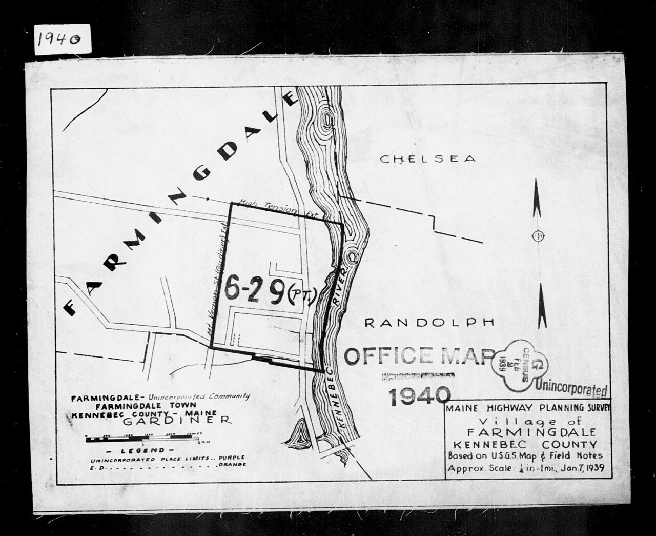 1940 Census Enumeration District Maps - Maine - Kennebec County - Farmingdale - ED 6-29